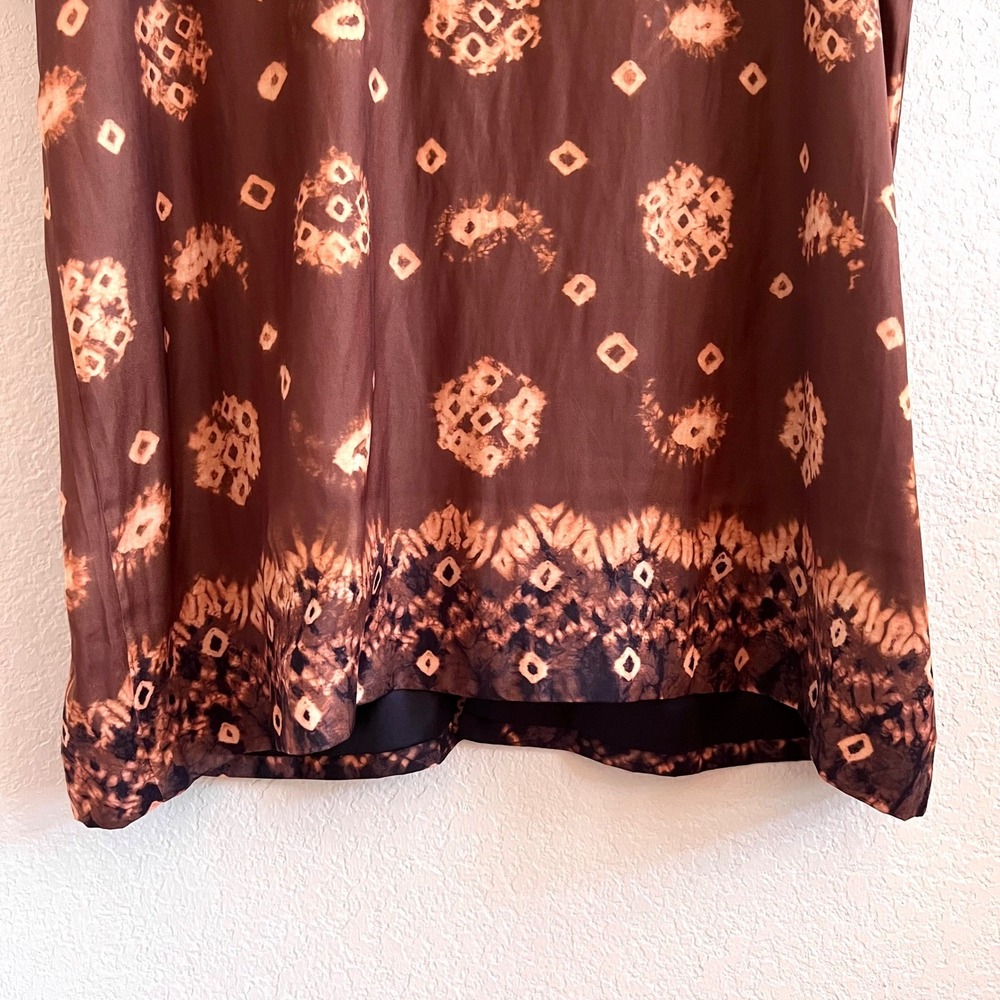 Soft Surroundings Brown Long Line Ikat Kimono Tie Front Cardigan - Picture 7 of 11